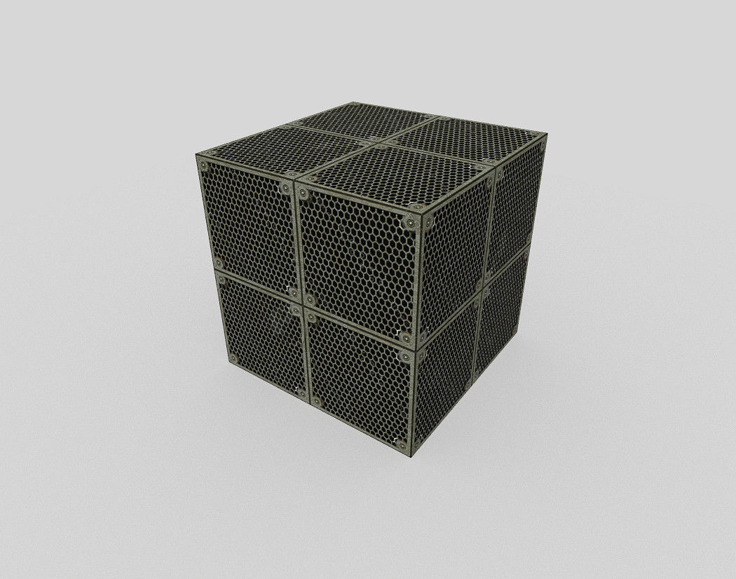 low poly metal crate Low-poly 3D model_3