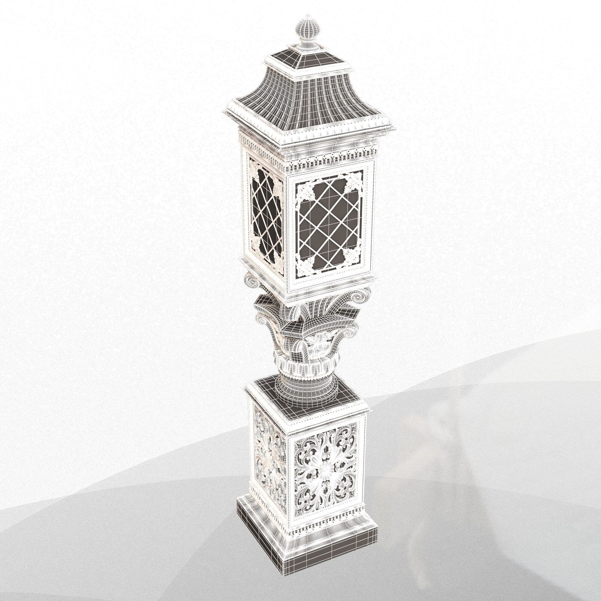 Classic Street Light 0103 Low-poly 3D model_15