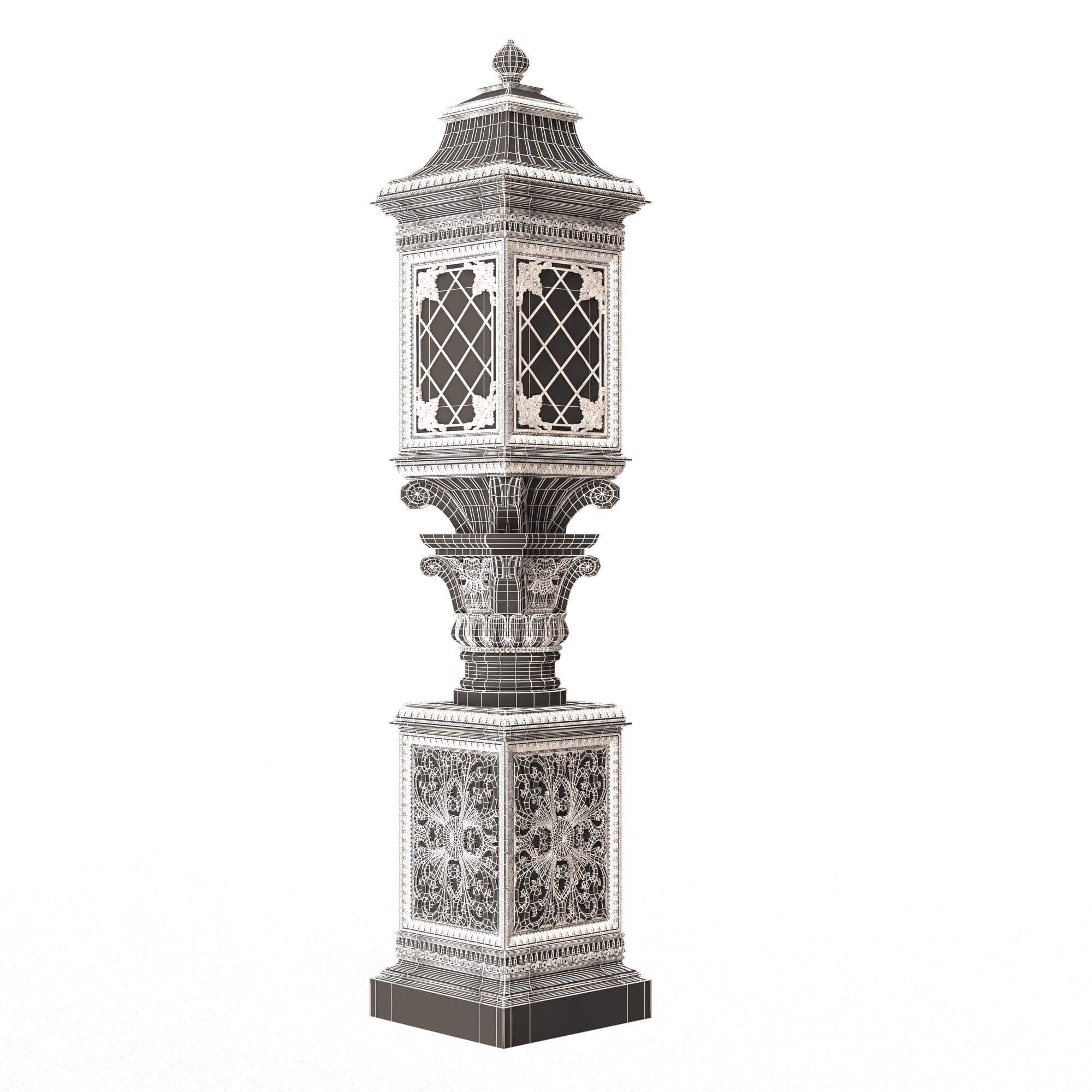 Classic Street Light 0103 Low-poly 3D model_10