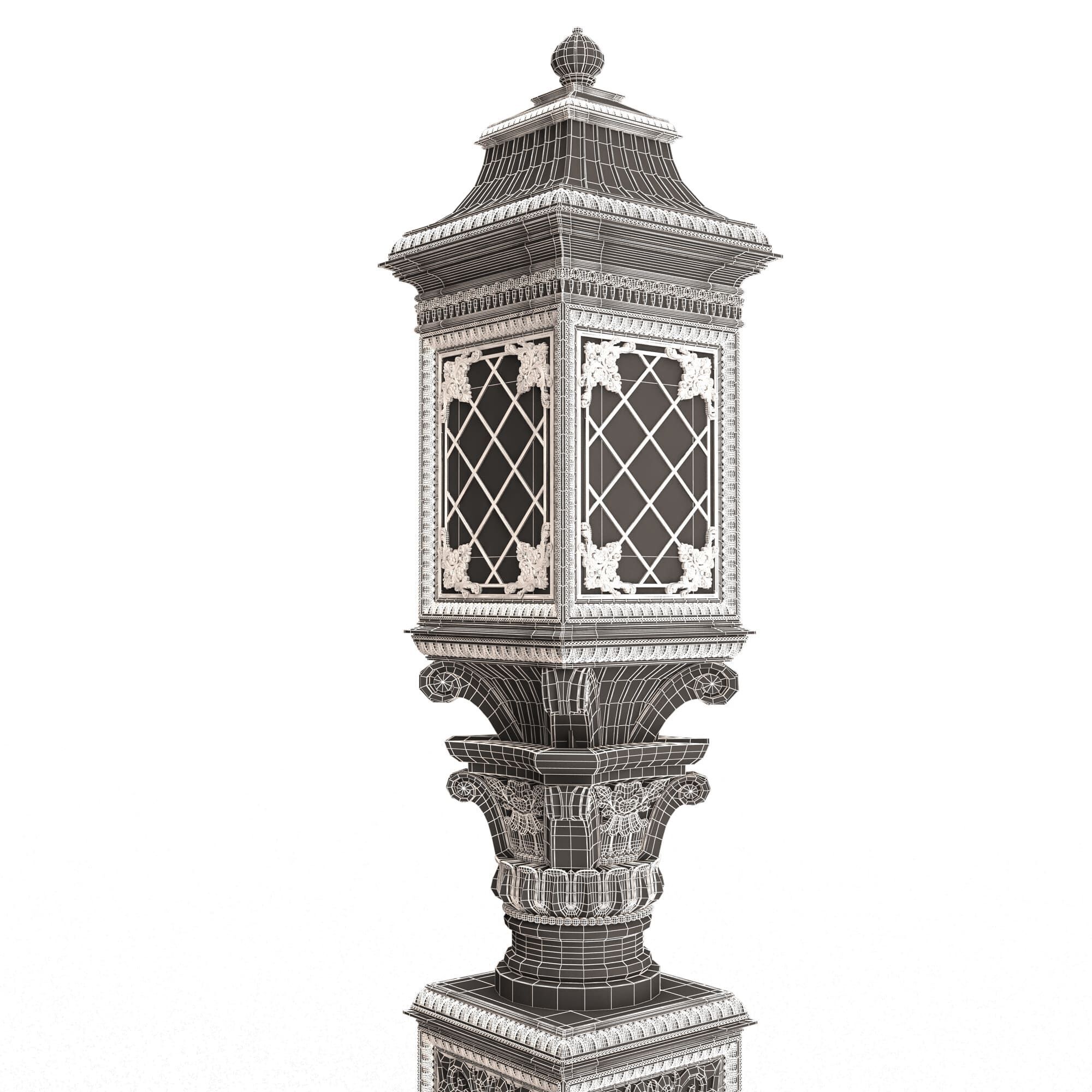 Classic Street Light 0103 Low-poly 3D model_11