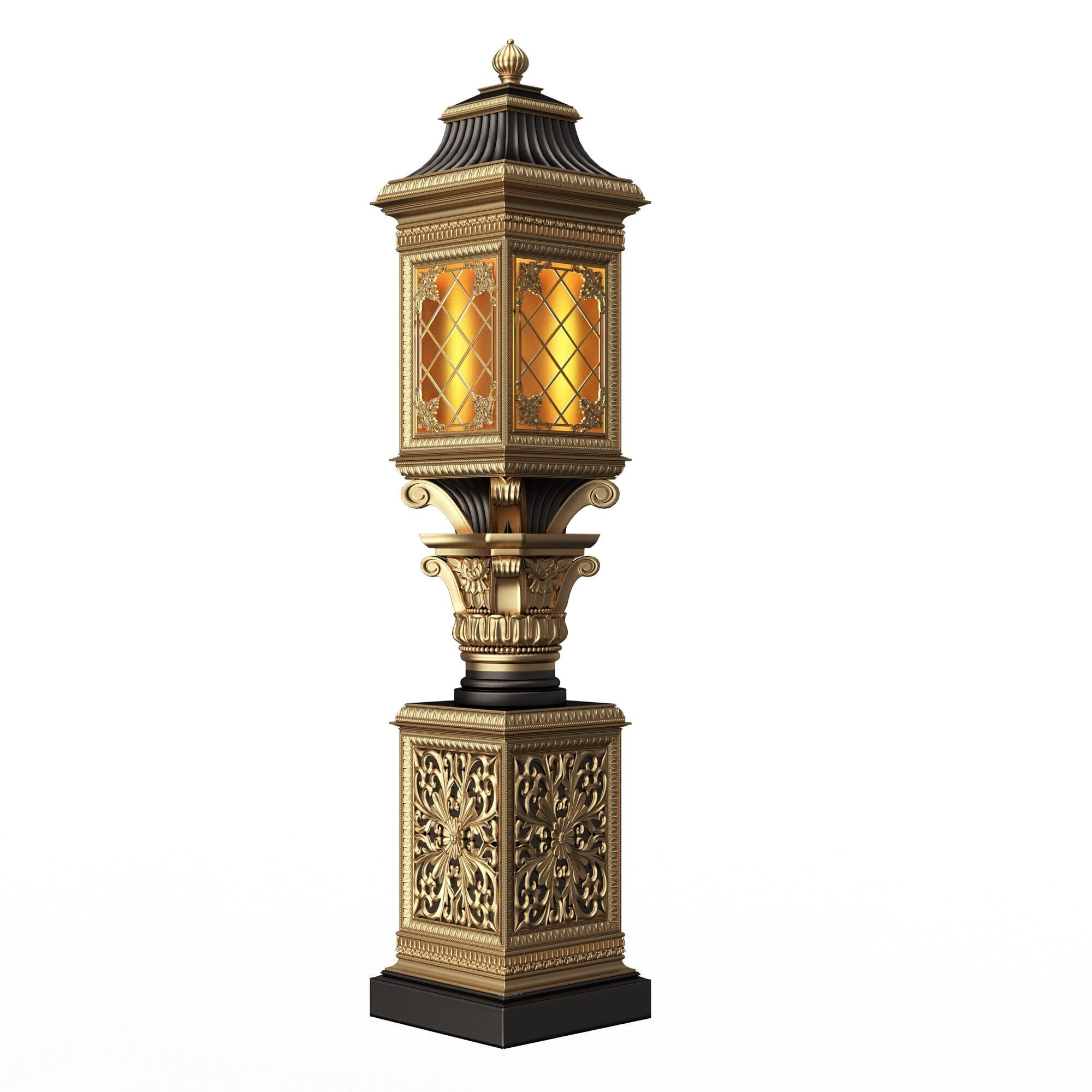 Classic Street Light 0103 Low-poly 3D model_1