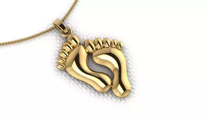 A pendant made in the shape of a foots 