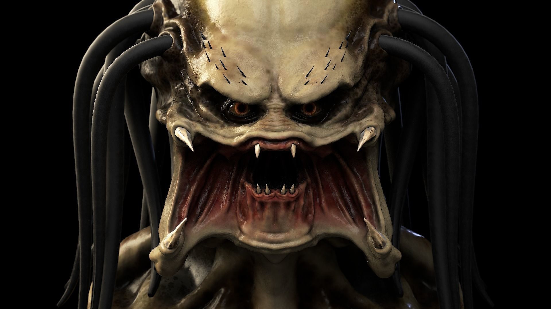 Predator head painted High-Poly 3D model_2