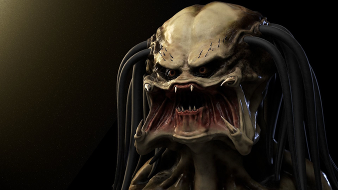 Predator head painted High-Poly 3D model
