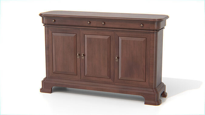 Antique Wooden Sideboard Cabinet Low-poly 3D model