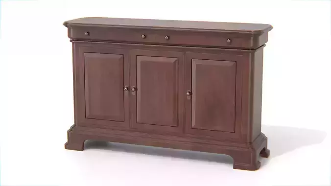 Antique Wooden Sideboard Cabinet Low-poly 3D model