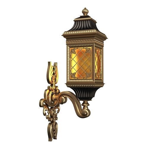 Classic Street Wall  Light 0105 Low-poly 3D model