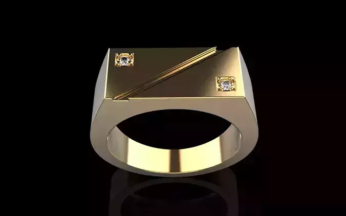 Signet ring with gems model 1083 3D print model