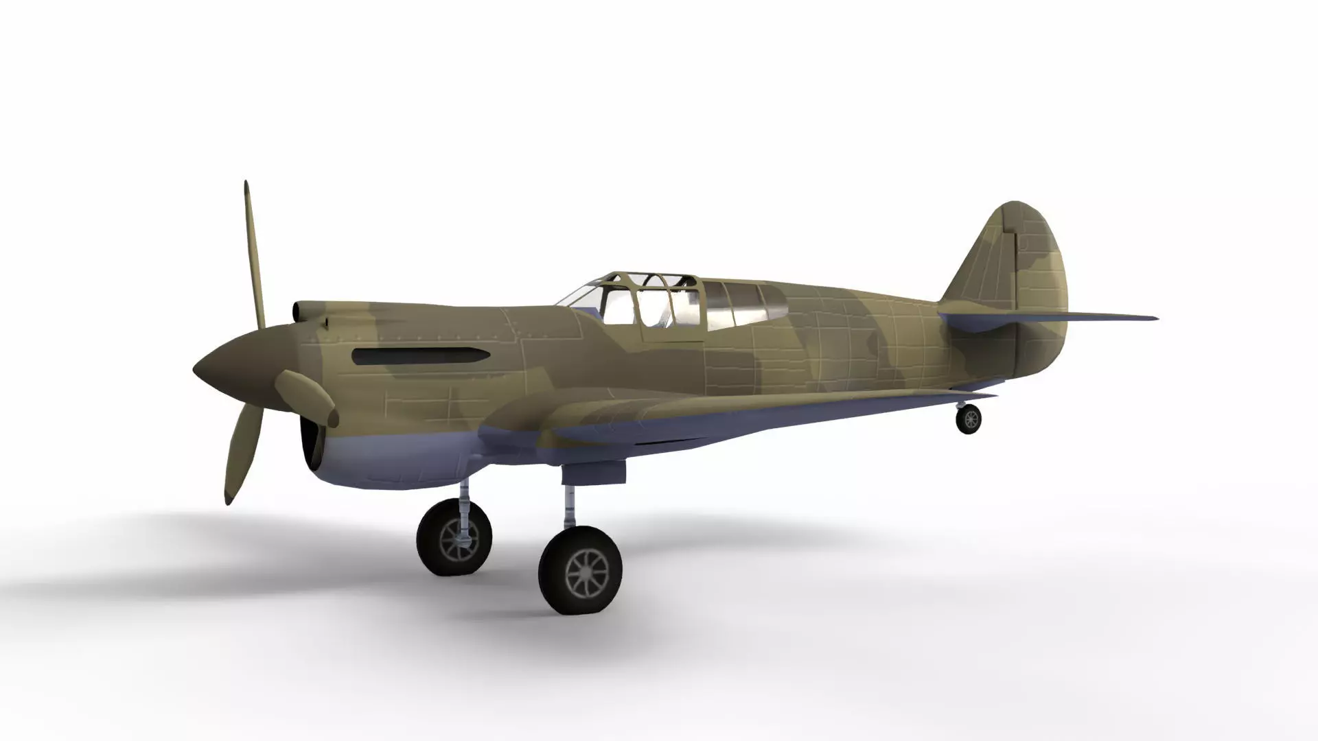 Fighter Plane Low-poly 3D model_0