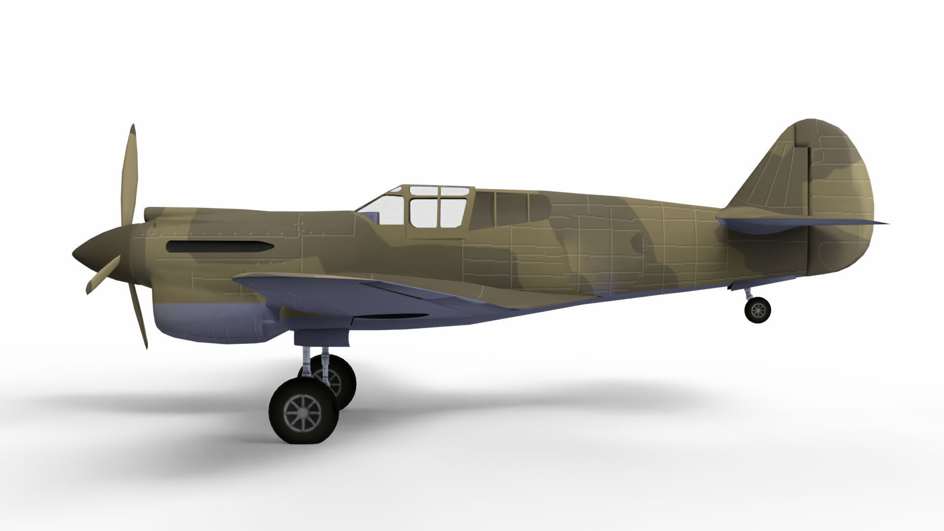 Fighter Plane Low-poly 3D model_1