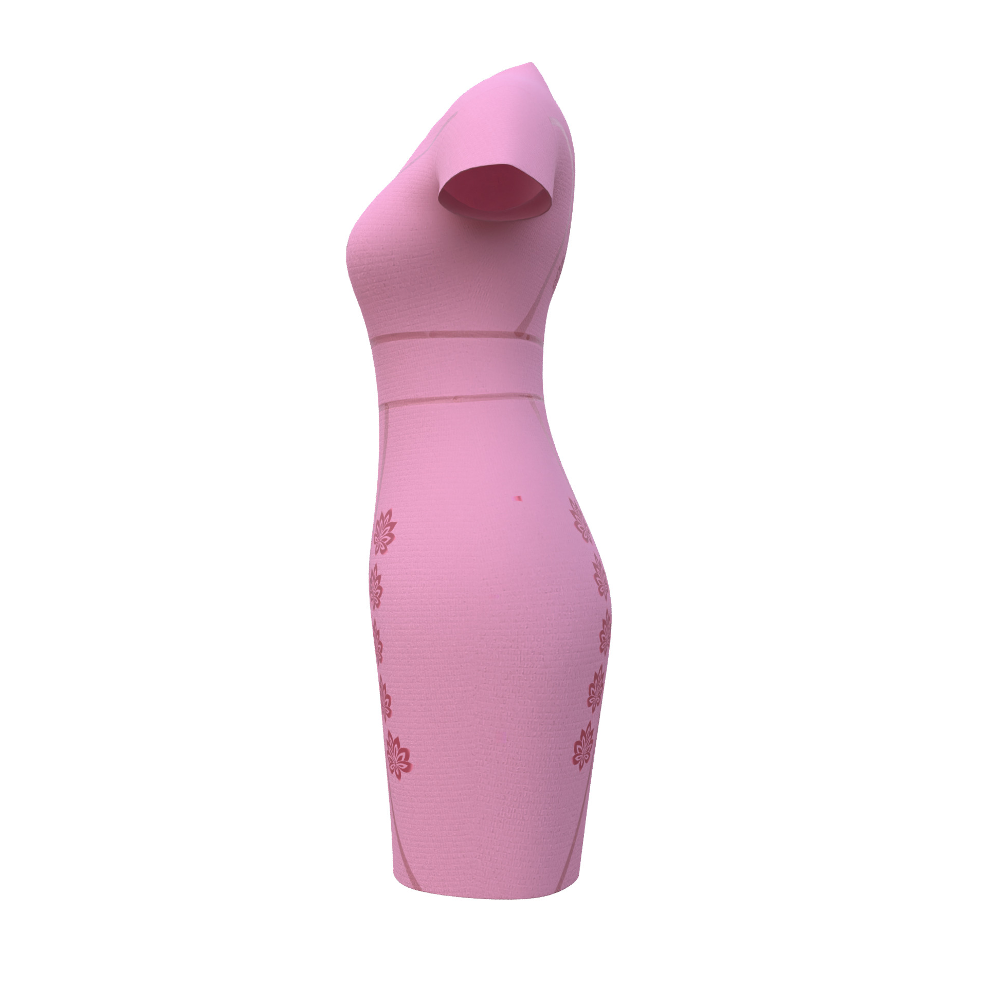 Low Poly Pink Vintage Dress Low-poly 3D model_3