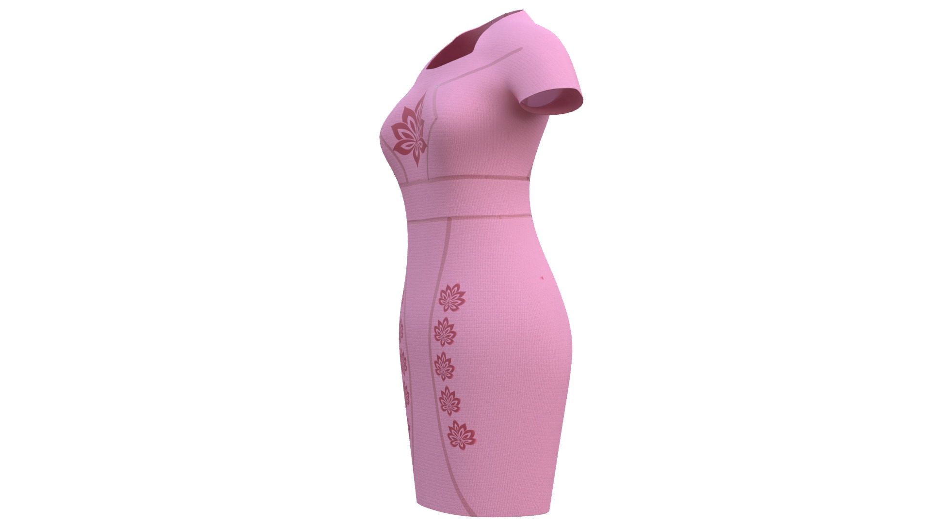 Low Poly Pink Vintage Dress Low-poly 3D model_39