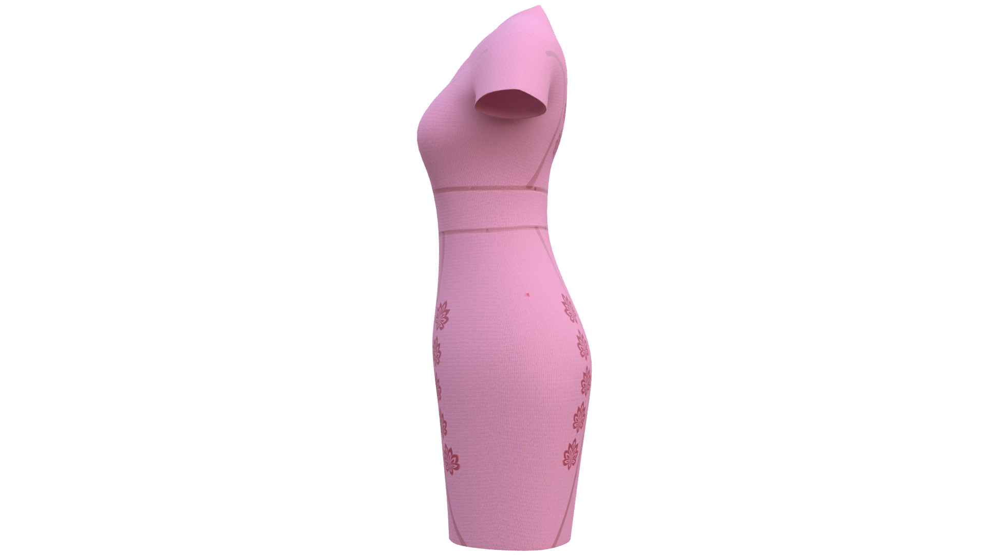 Low Poly Pink Vintage Dress Low-poly 3D model_36