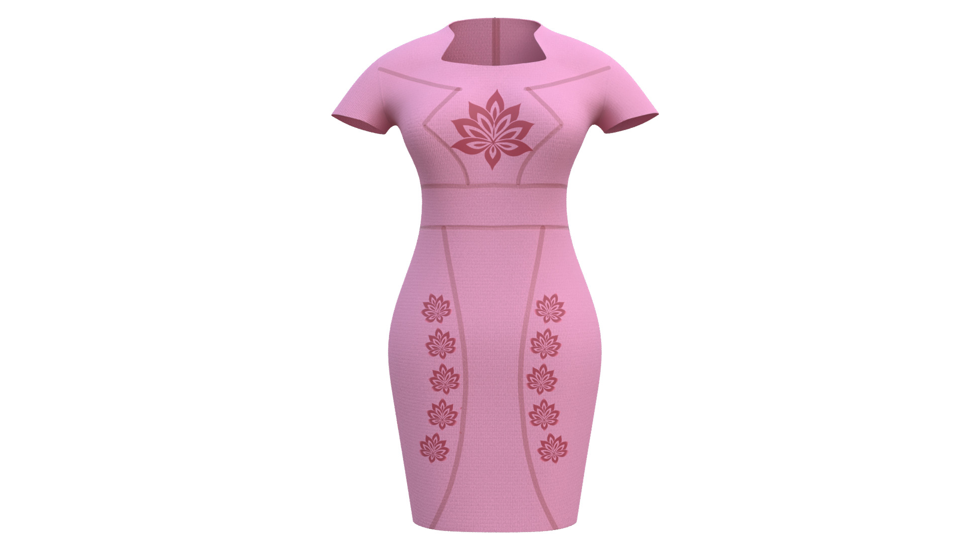 Low Poly Pink Vintage Dress Low-poly 3D model_45