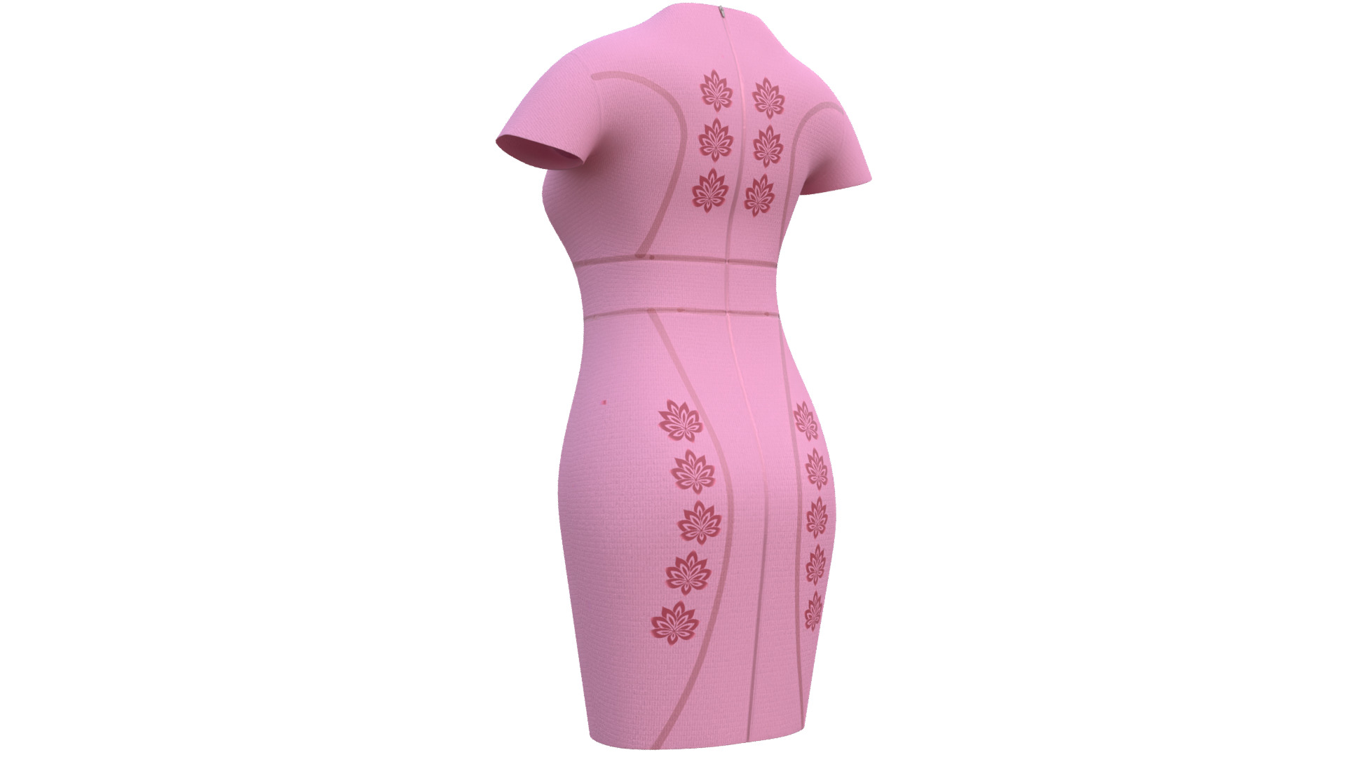 Low Poly Pink Vintage Dress Low-poly 3D model_31