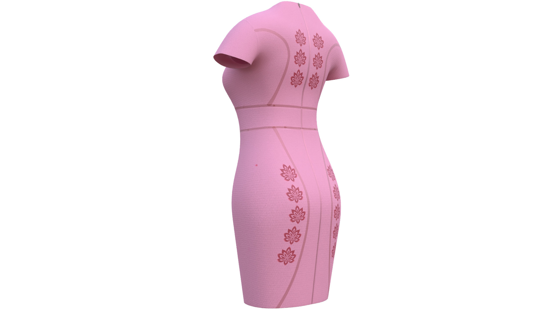 Low Poly Pink Vintage Dress Low-poly 3D model_32