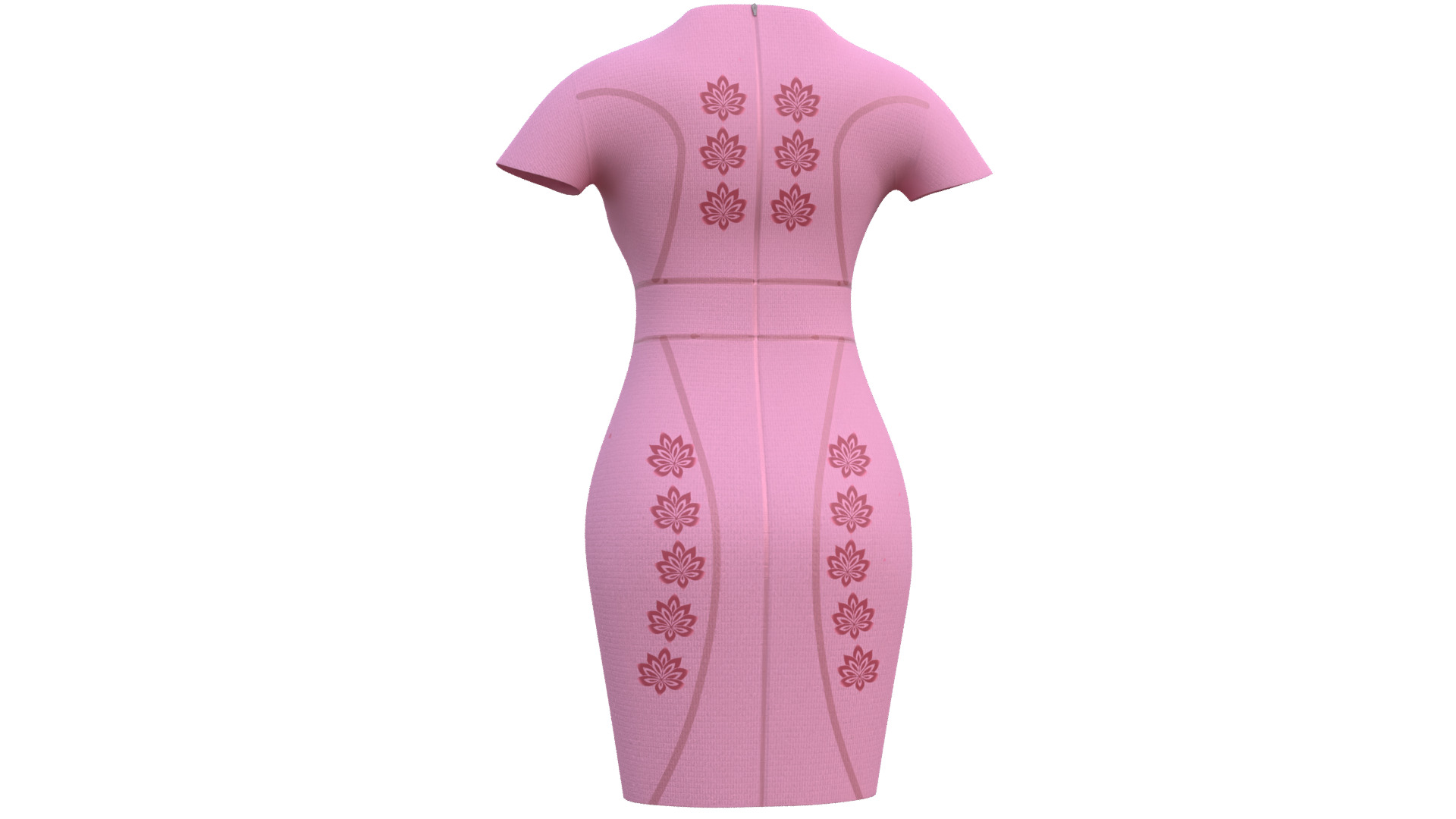 Low Poly Pink Vintage Dress Low-poly 3D model_28
