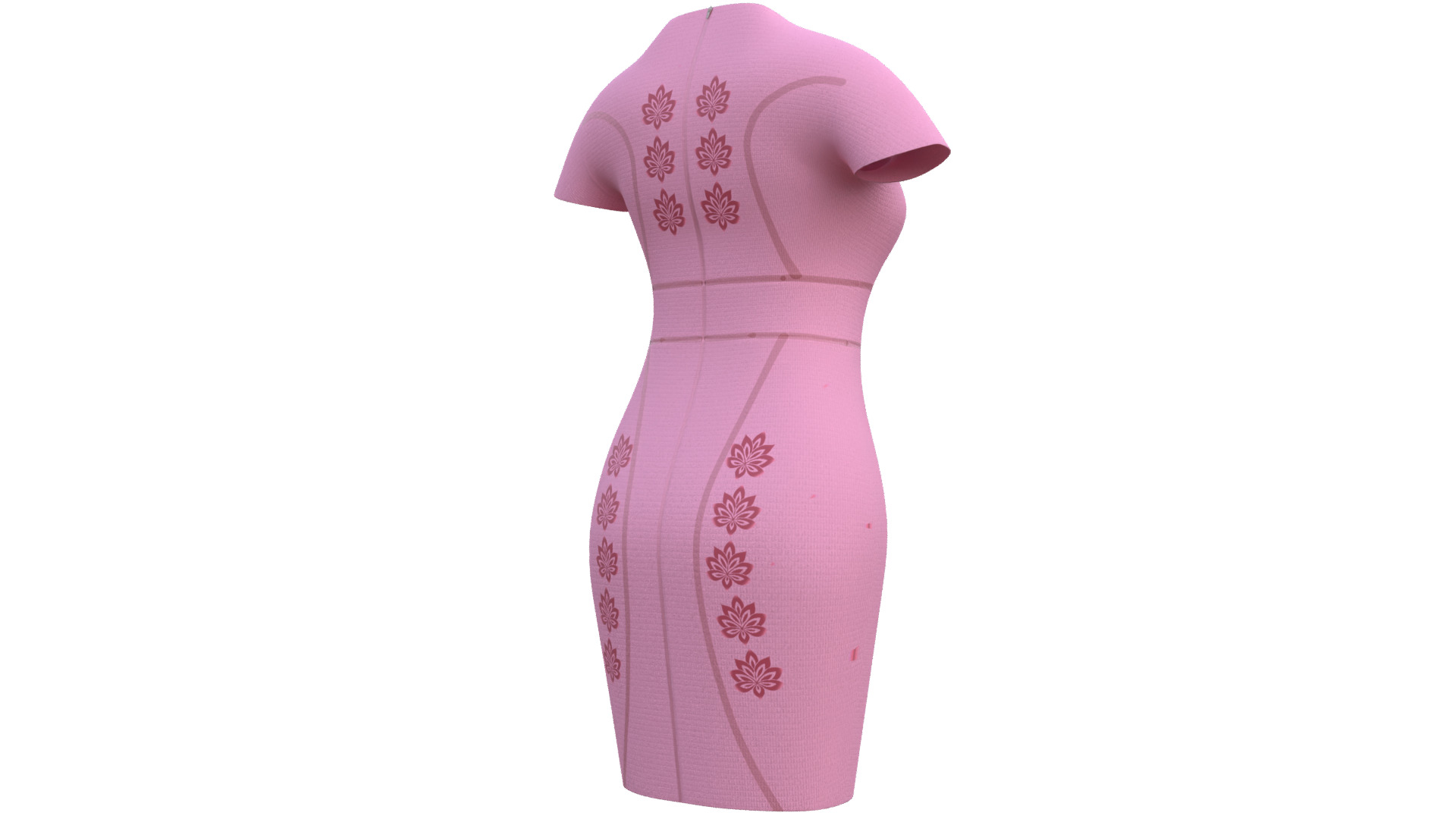 Low Poly Pink Vintage Dress Low-poly 3D model_23