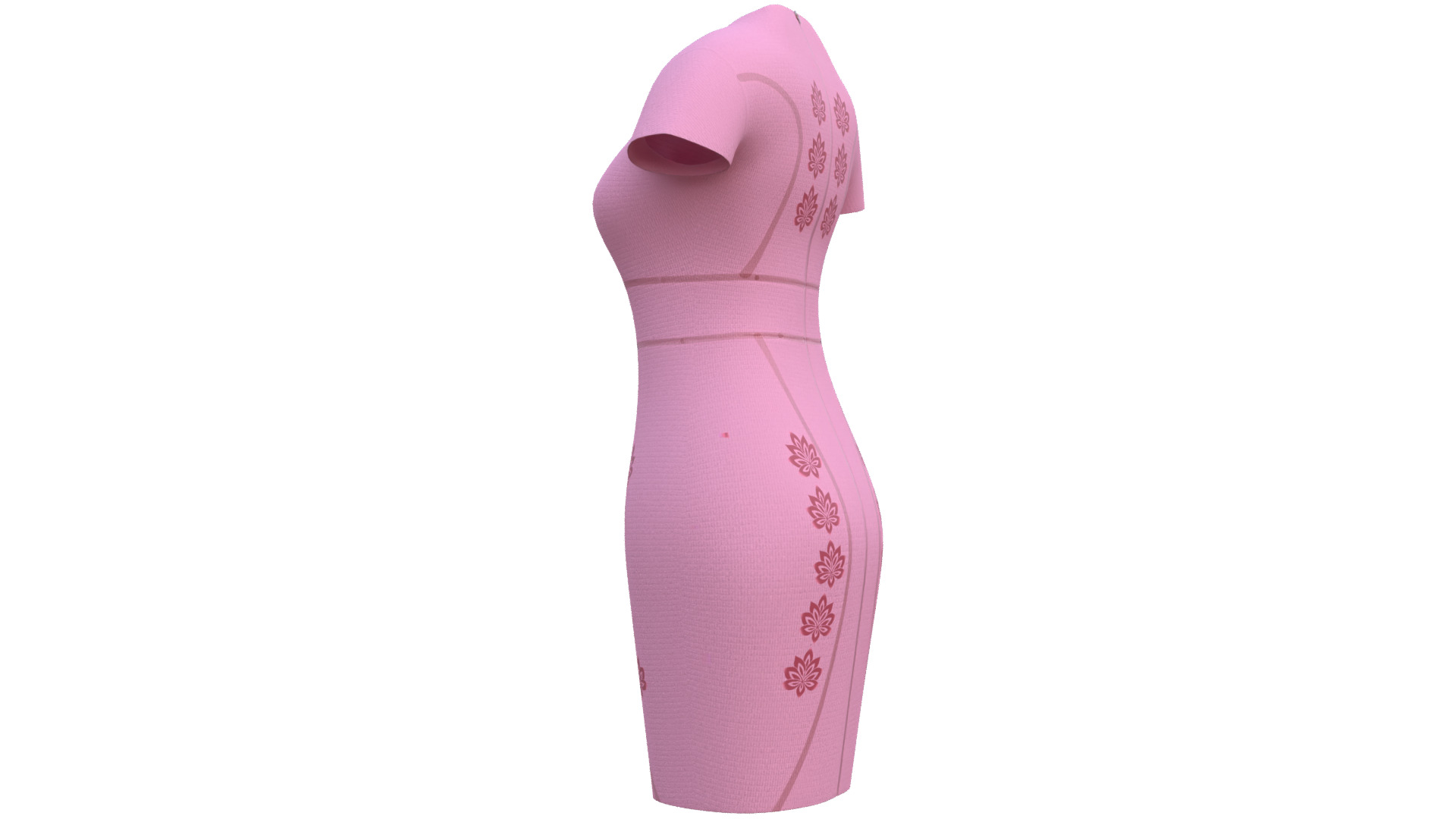Low Poly Pink Vintage Dress Low-poly 3D model_34
