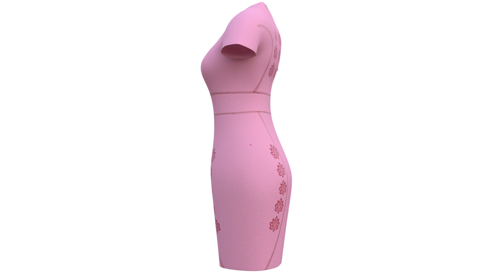 Low Poly Pink Vintage Dress Low-poly 3D model_35
