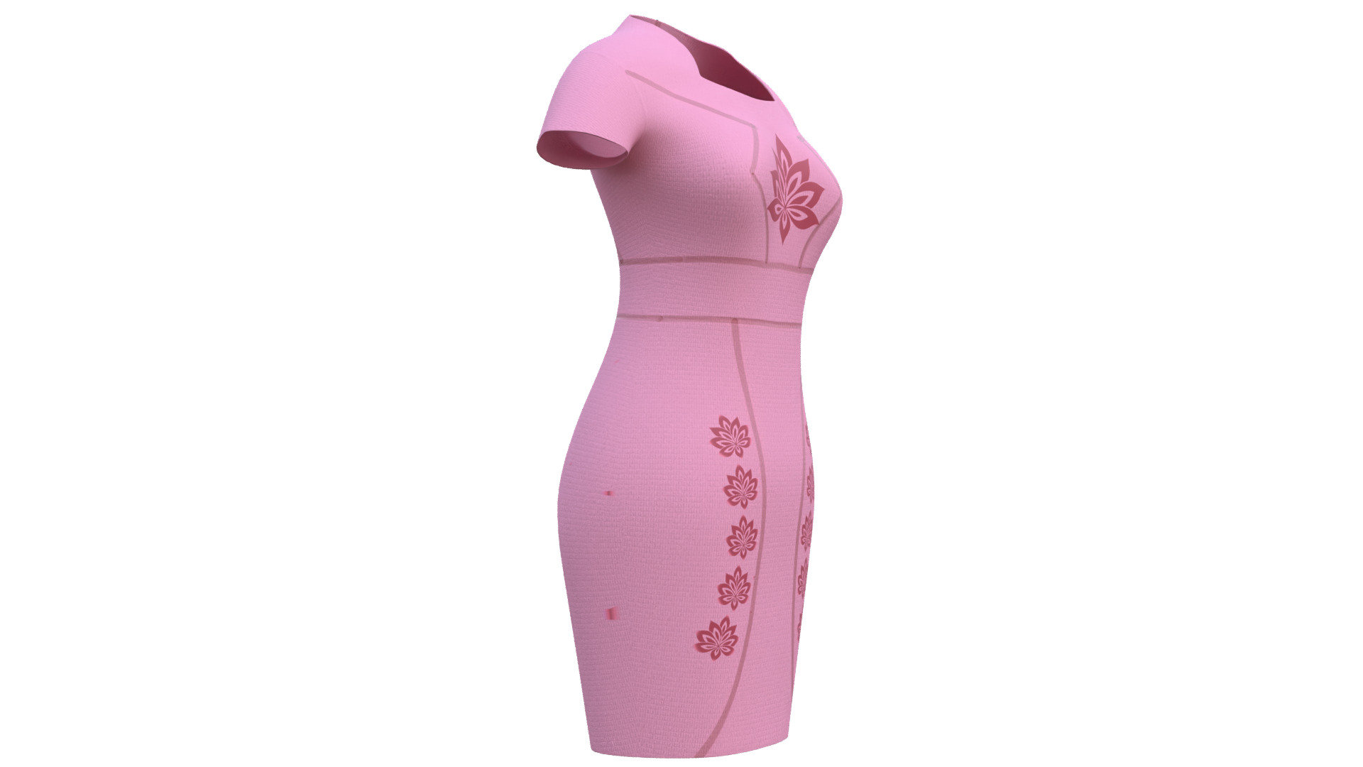 Low Poly Pink Vintage Dress Low-poly 3D model_15