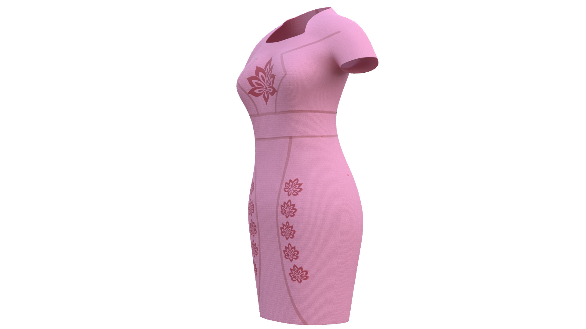 Low Poly Pink Vintage Dress Low-poly 3D model_40