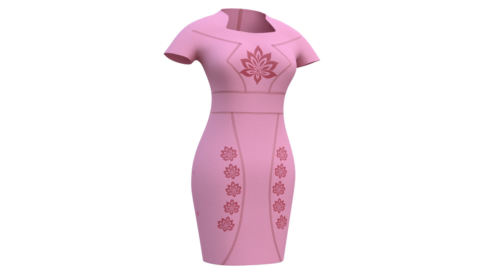 Low Poly Pink Vintage Dress Low-poly 3D model_11