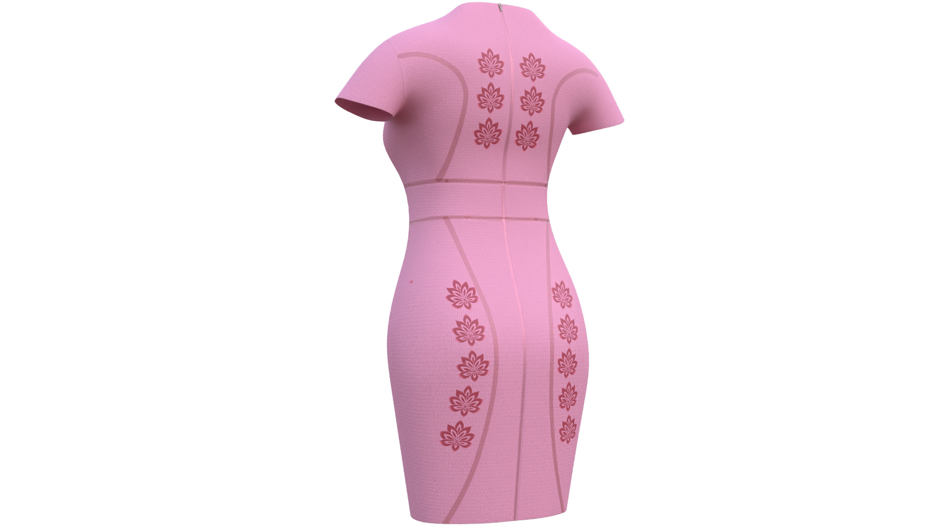 Low Poly Pink Vintage Dress Low-poly 3D model_30