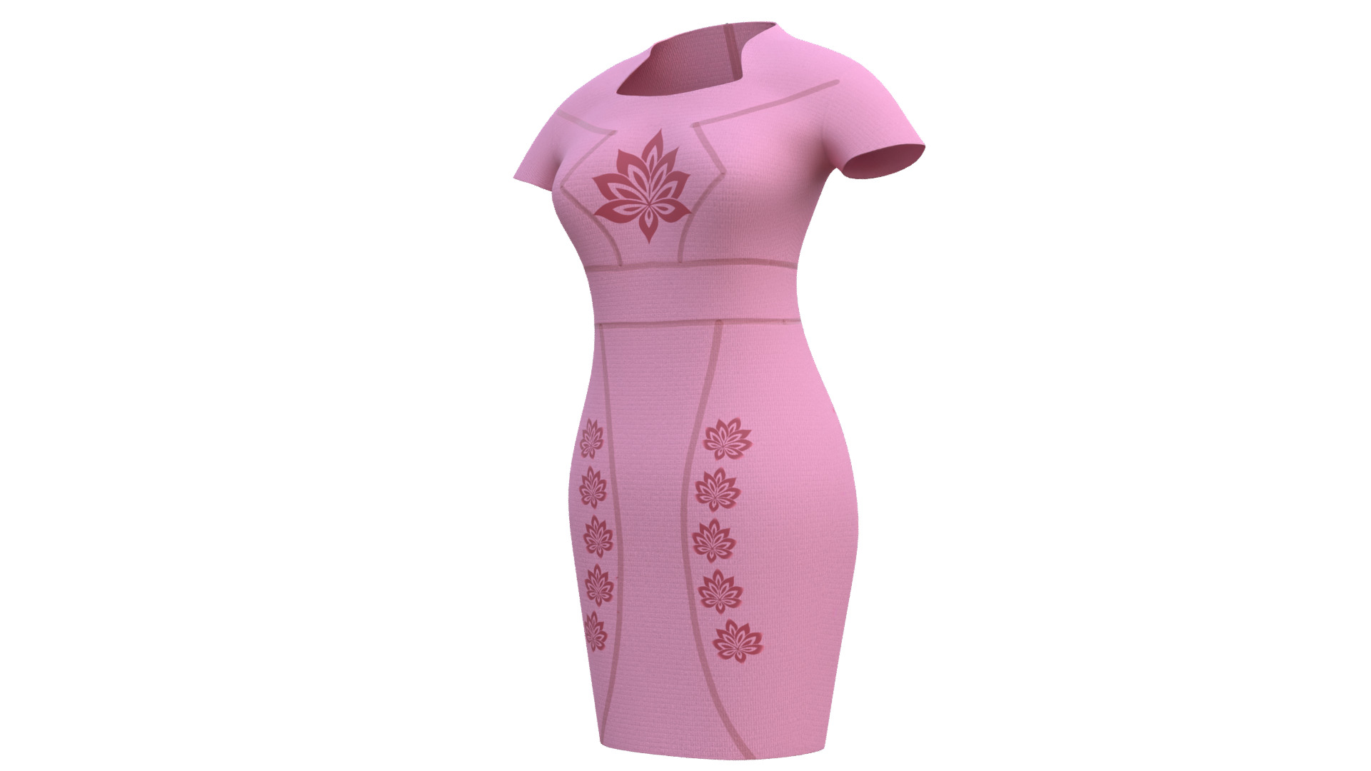 Low Poly Pink Vintage Dress Low-poly 3D model_42