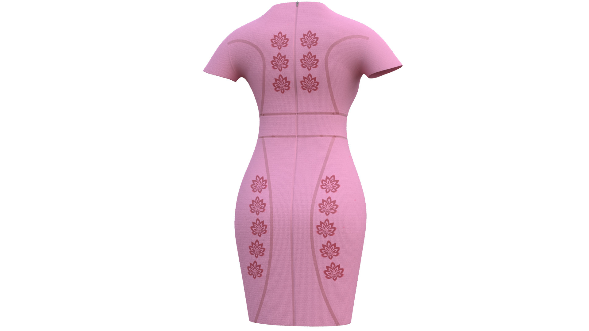 Low Poly Pink Vintage Dress Low-poly 3D model_26