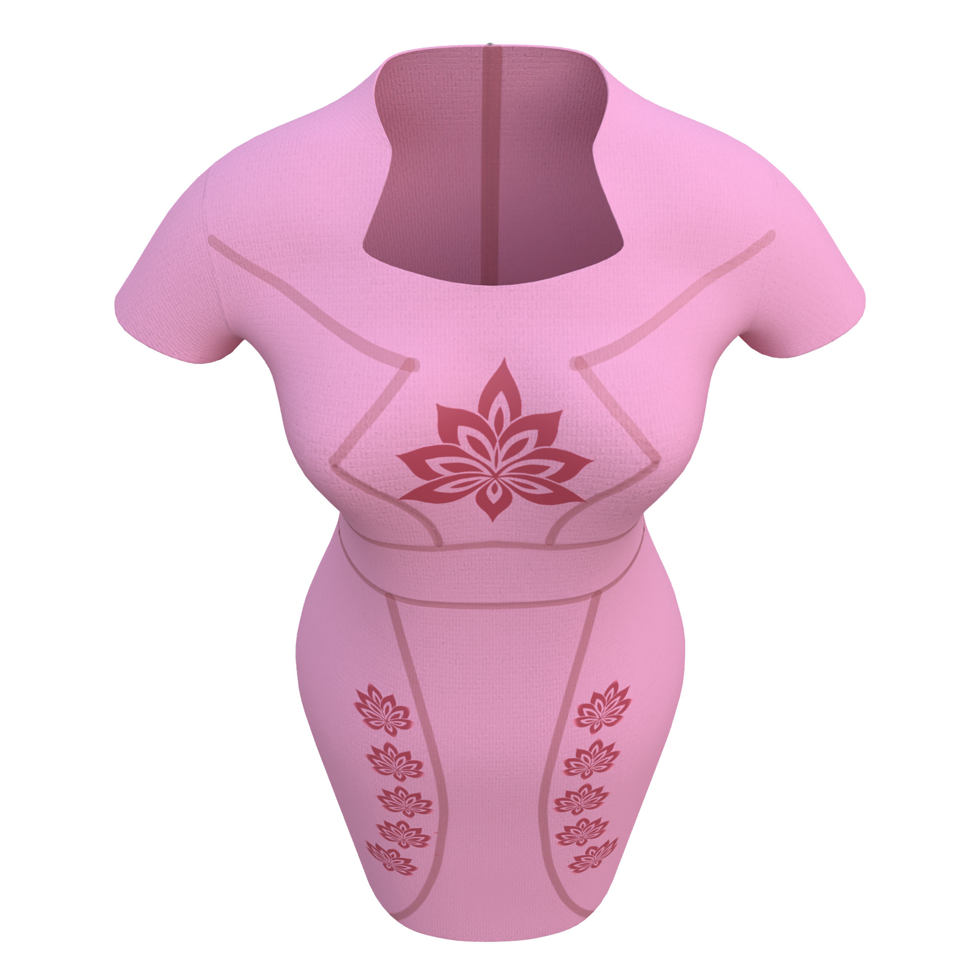 Low Poly Pink Vintage Dress Low-poly 3D model_5
