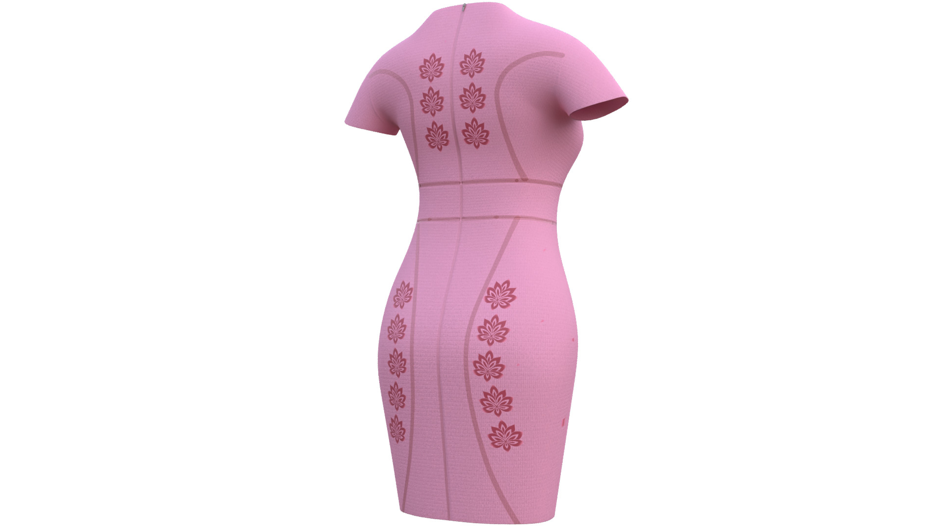 Low Poly Pink Vintage Dress Low-poly 3D model_24