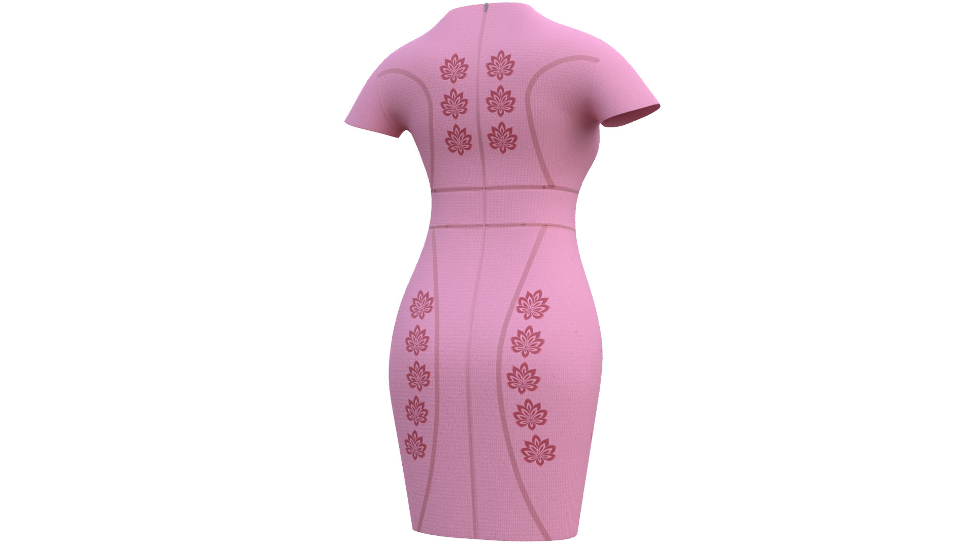 Low Poly Pink Vintage Dress Low-poly 3D model_25