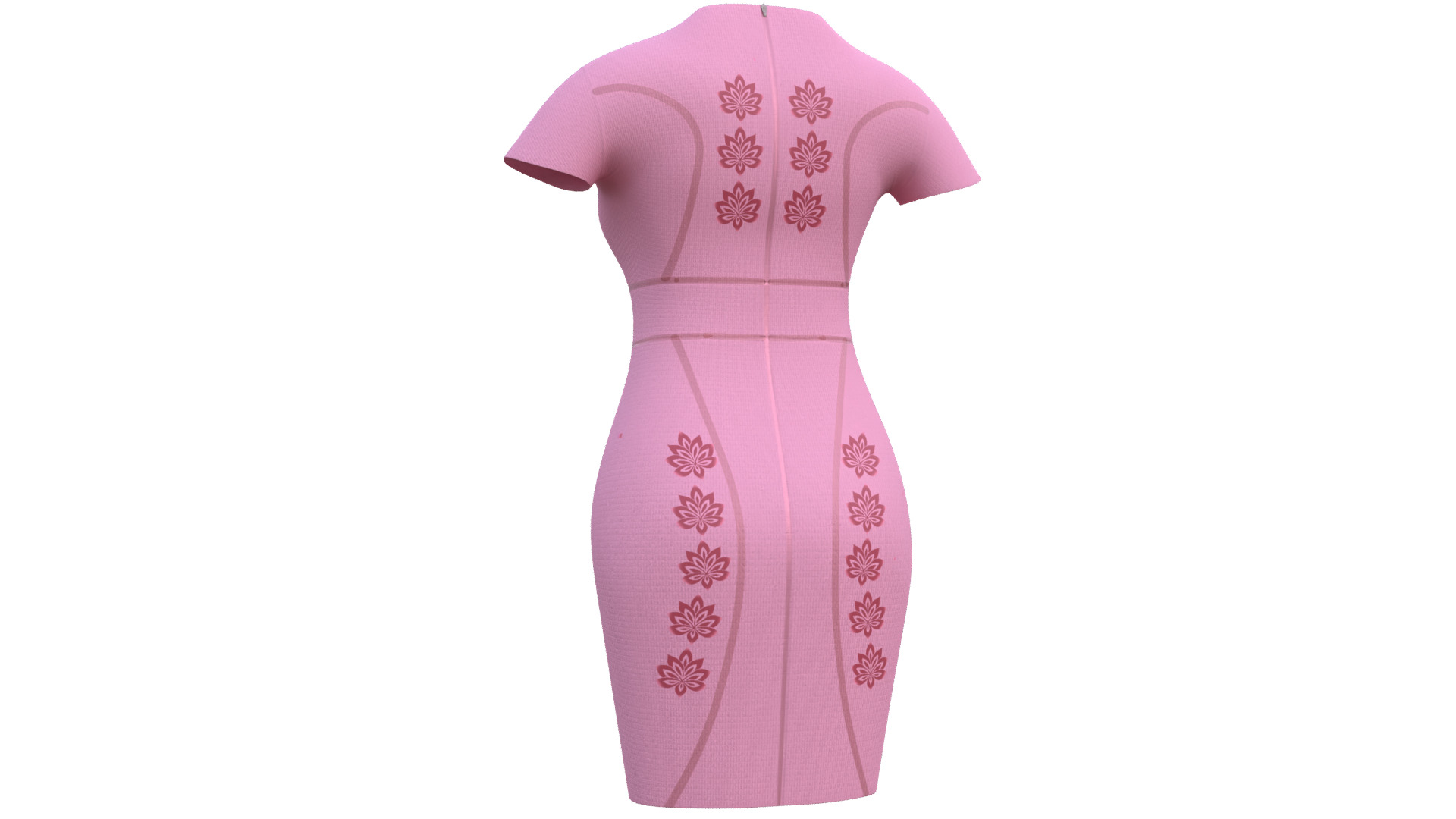 Low Poly Pink Vintage Dress Low-poly 3D model_29