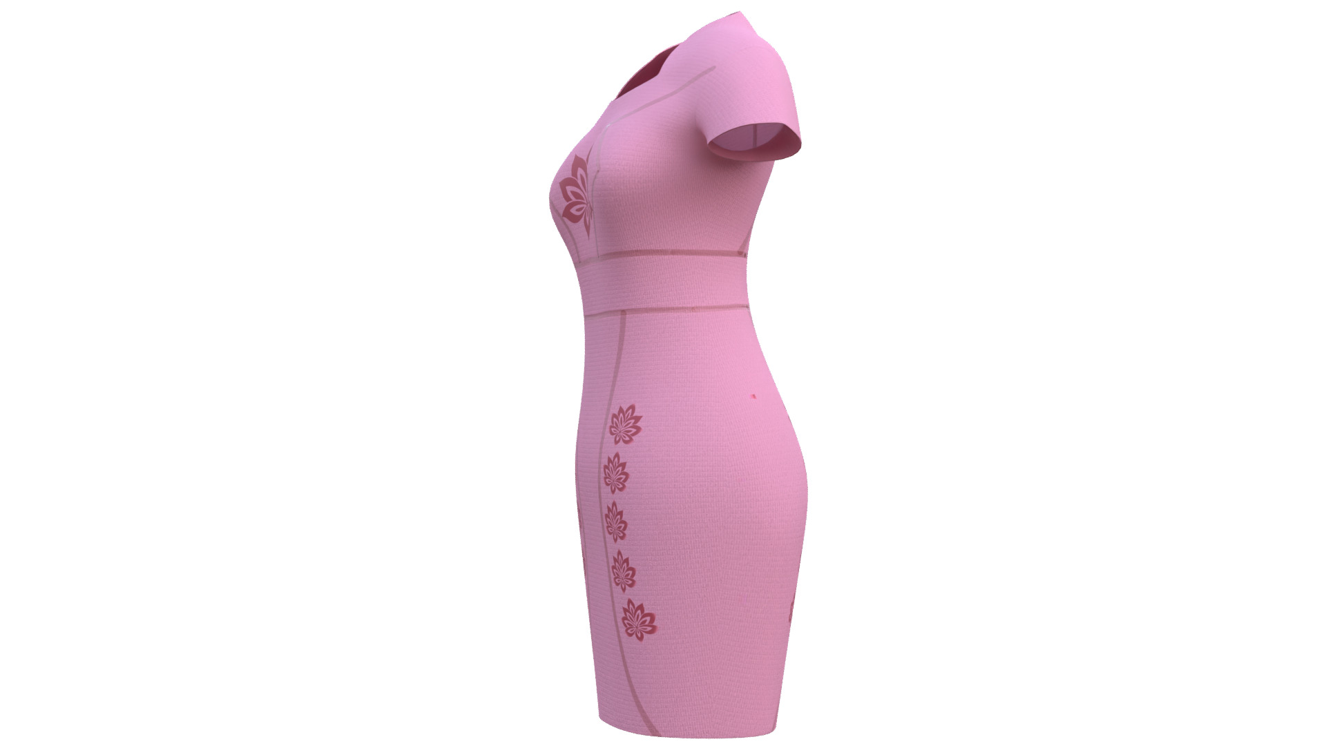 Low Poly Pink Vintage Dress Low-poly 3D model_38