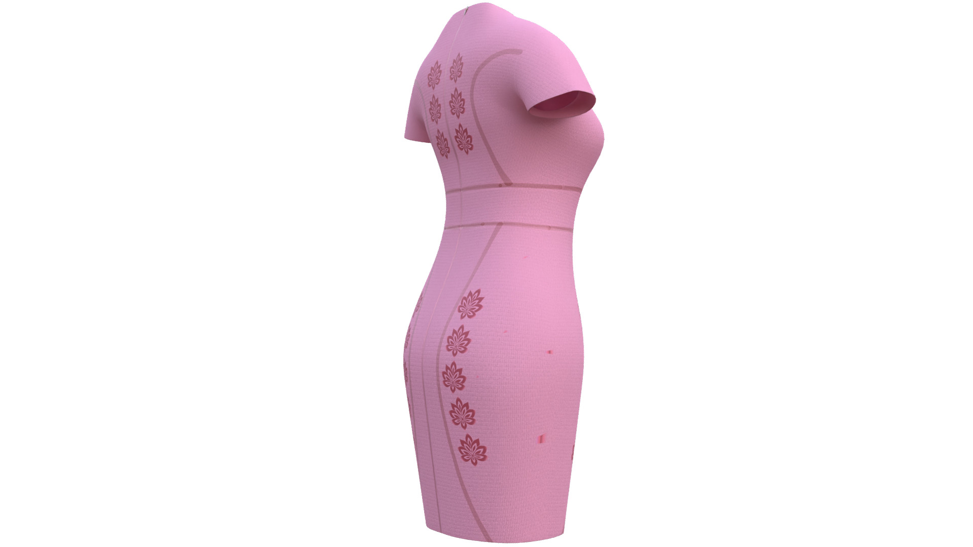 Low Poly Pink Vintage Dress Low-poly 3D model_21