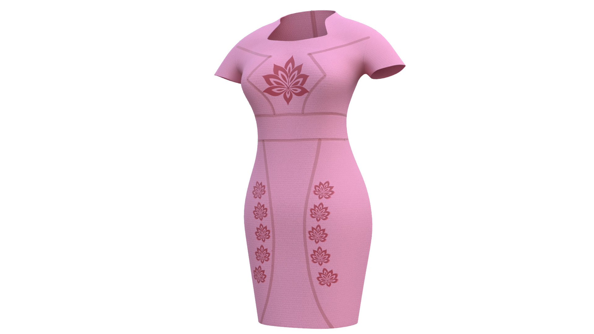 Low Poly Pink Vintage Dress Low-poly 3D model_43