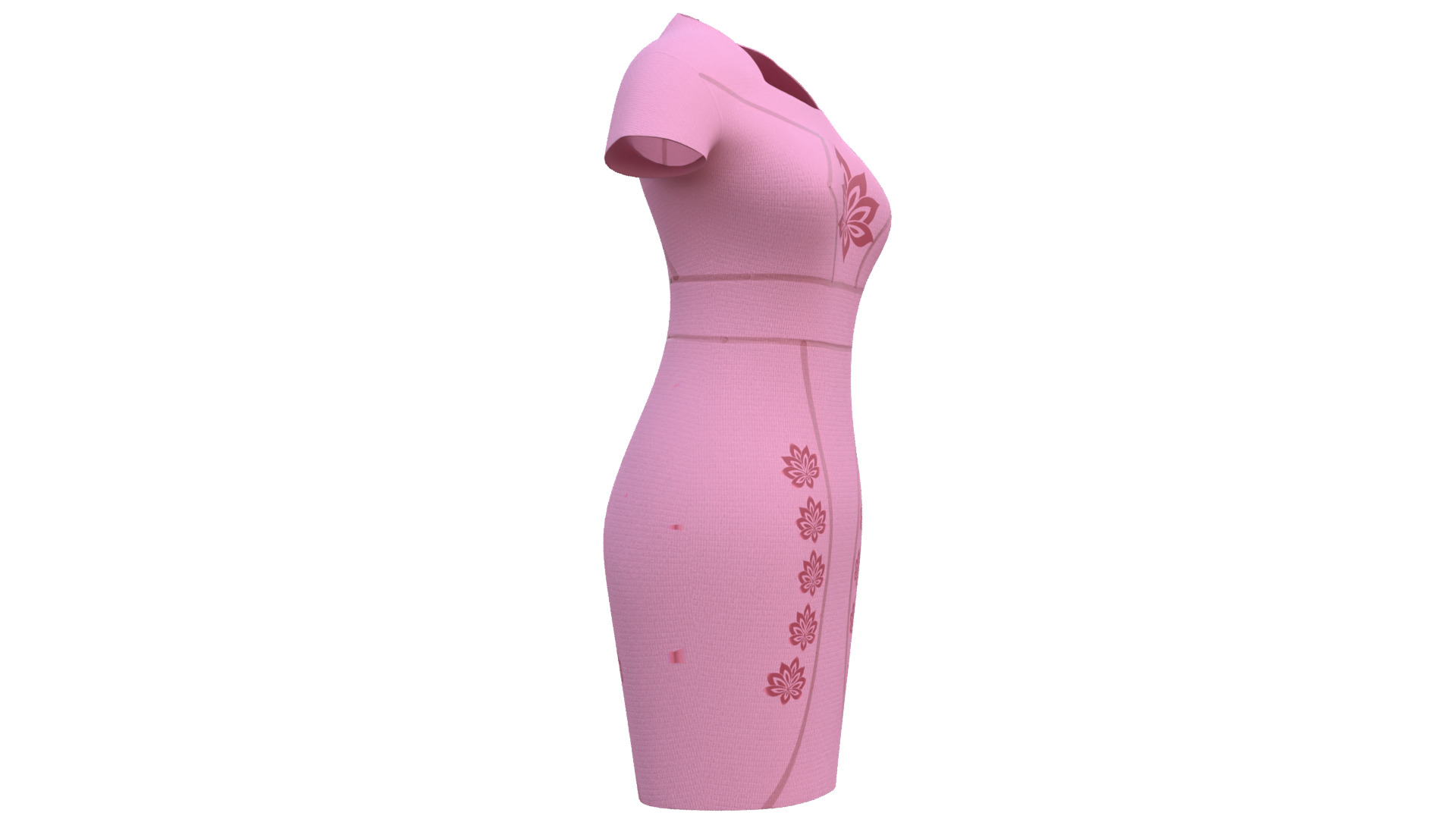 Low Poly Pink Vintage Dress Low-poly 3D model_16