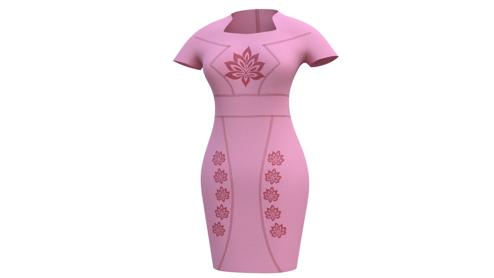 Low Poly Pink Vintage Dress Low-poly 3D model_44