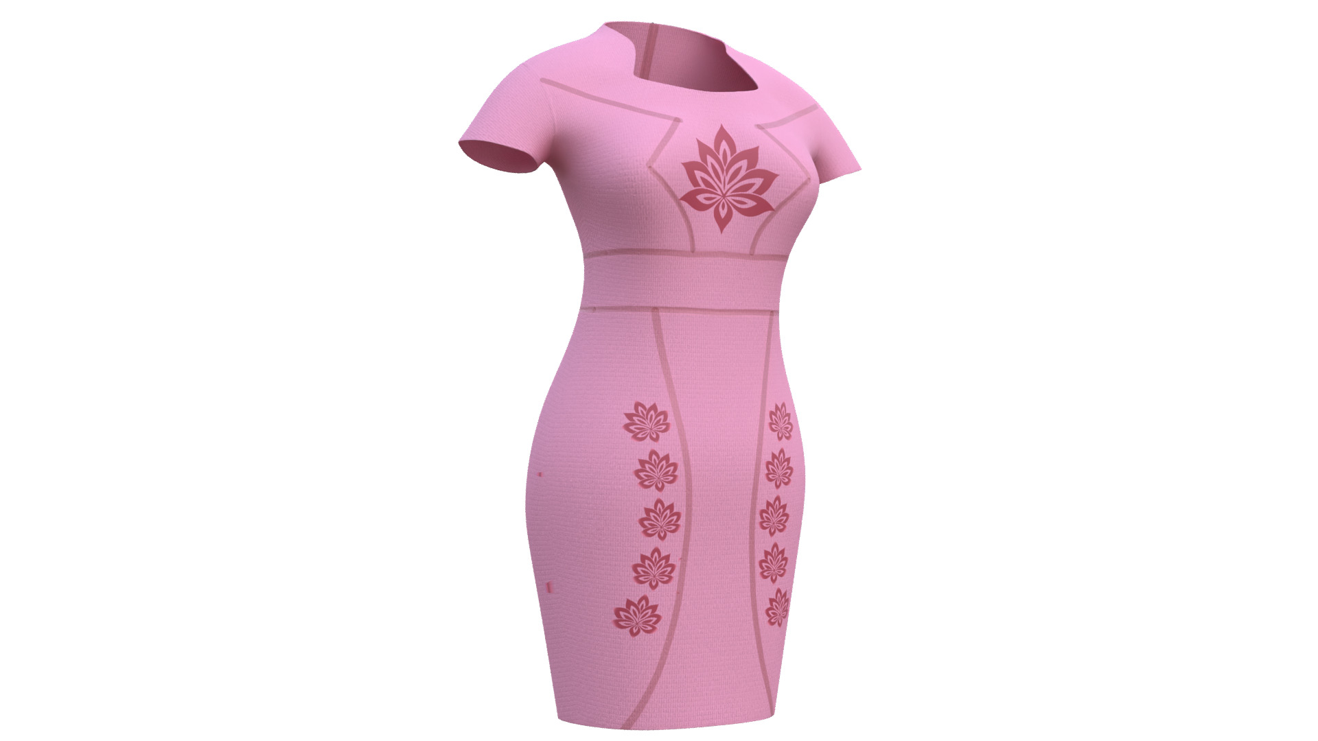 Low Poly Pink Vintage Dress Low-poly 3D model_12