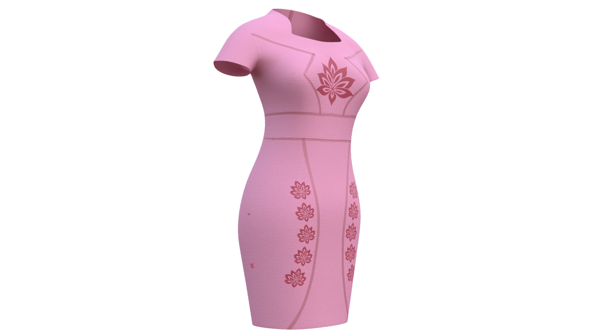 Low Poly Pink Vintage Dress Low-poly 3D model_13