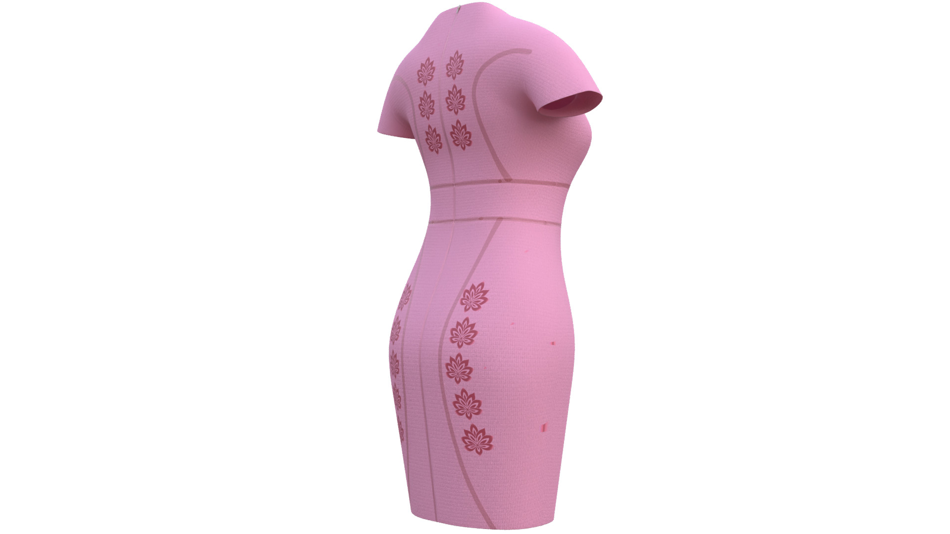 Low Poly Pink Vintage Dress Low-poly 3D model_22