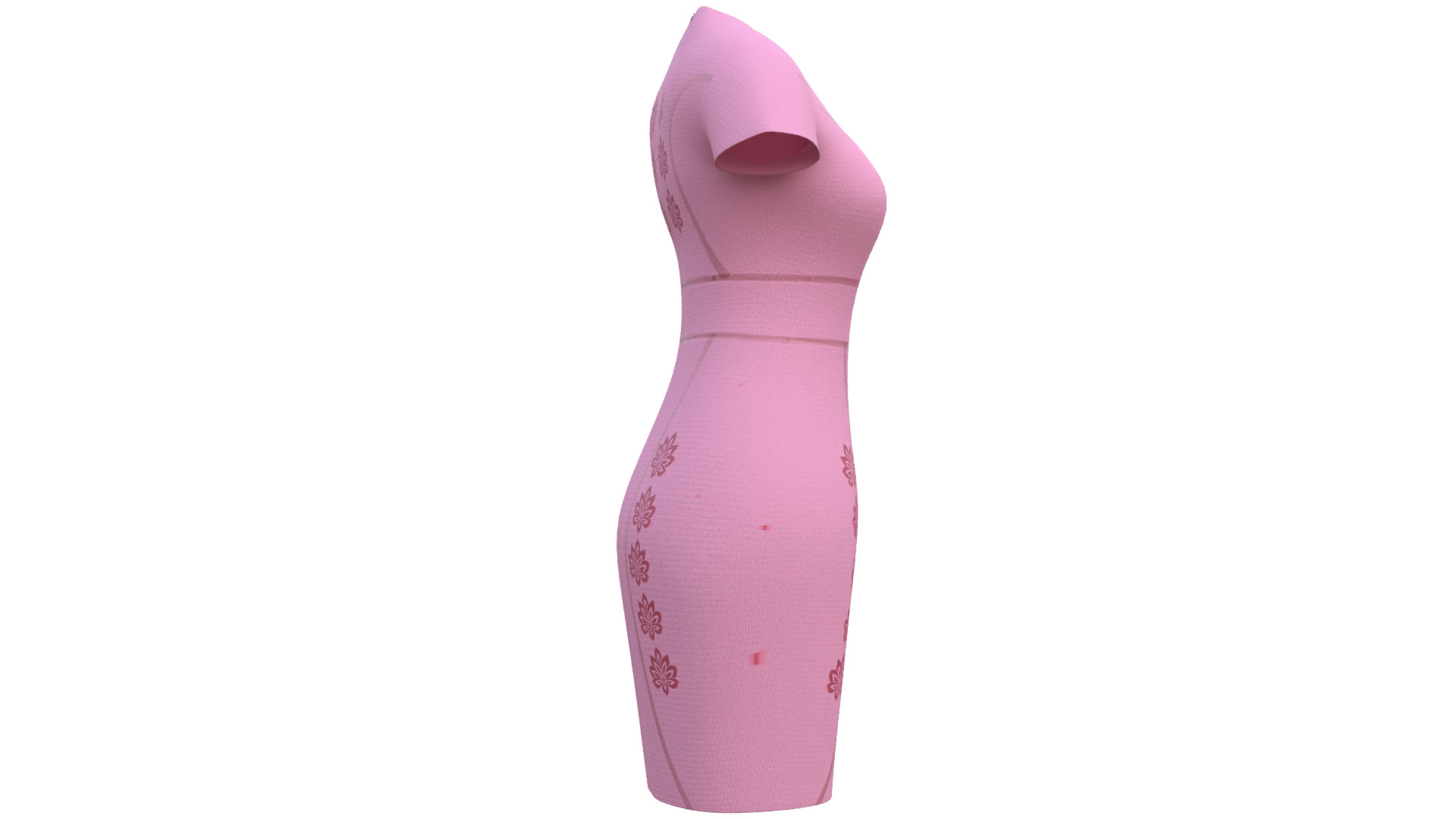 Low Poly Pink Vintage Dress Low-poly 3D model_19