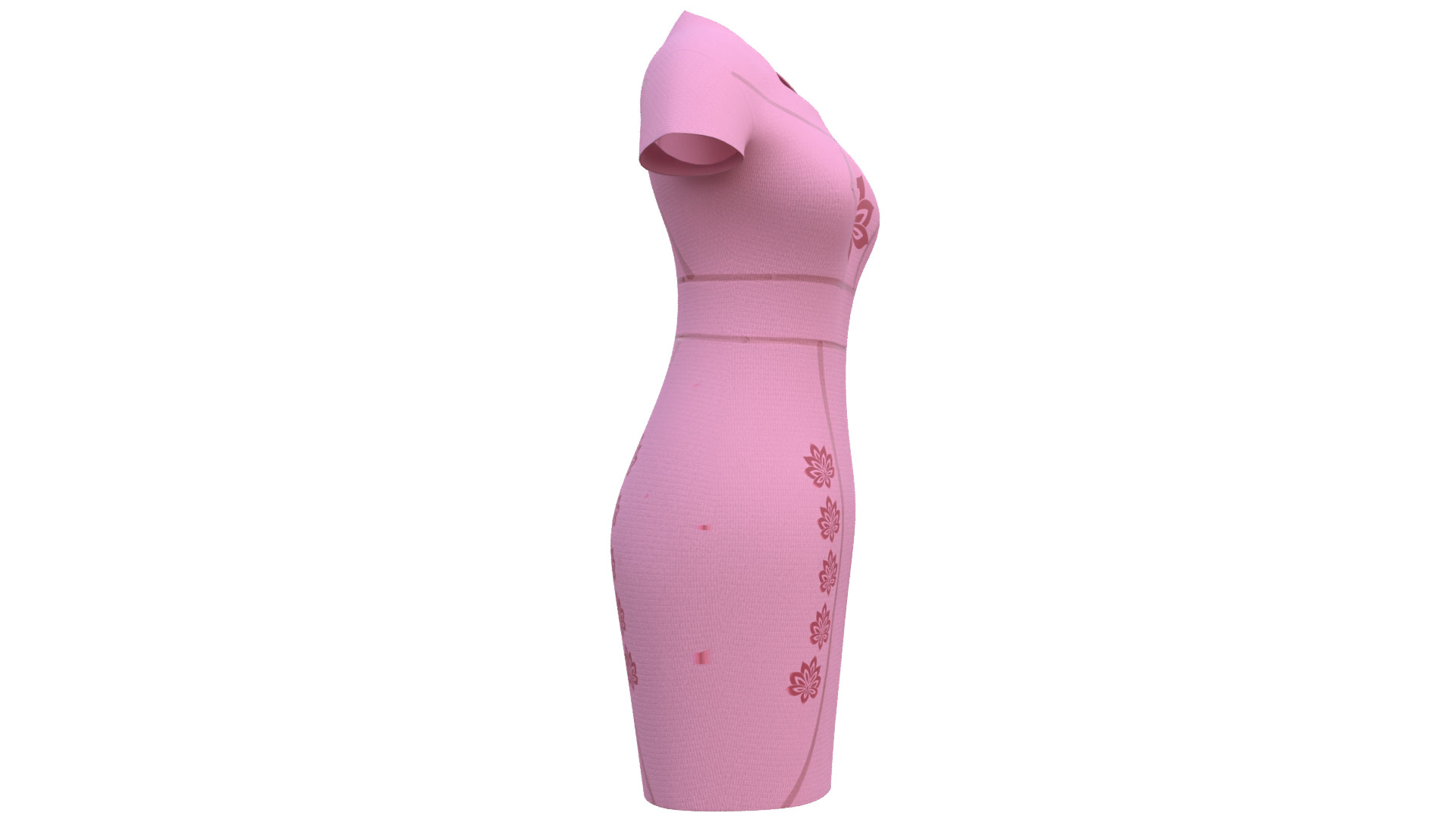 Low Poly Pink Vintage Dress Low-poly 3D model_17