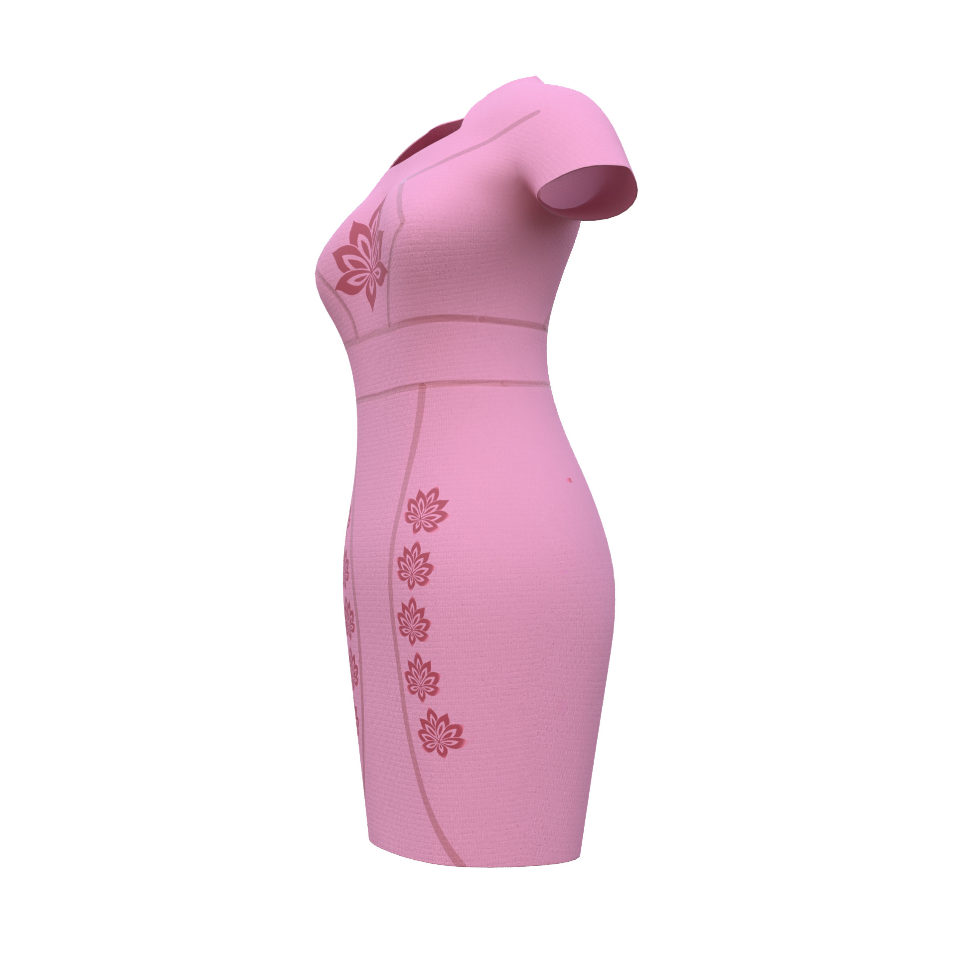 Low Poly Pink Vintage Dress Low-poly 3D model_2