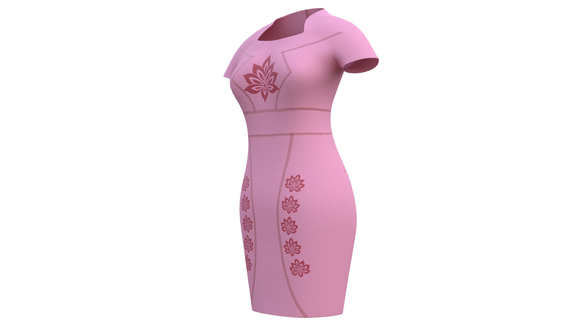 Low Poly Pink Vintage Dress Low-poly 3D model_41