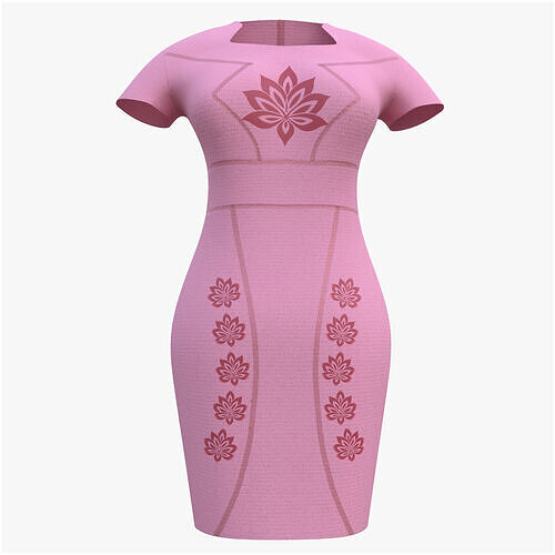 Low Poly Pink Vintage Dress Low-poly 3D model