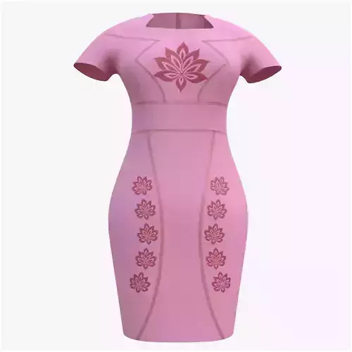 Low Poly Pink Vintage Dress Low-poly 3D model