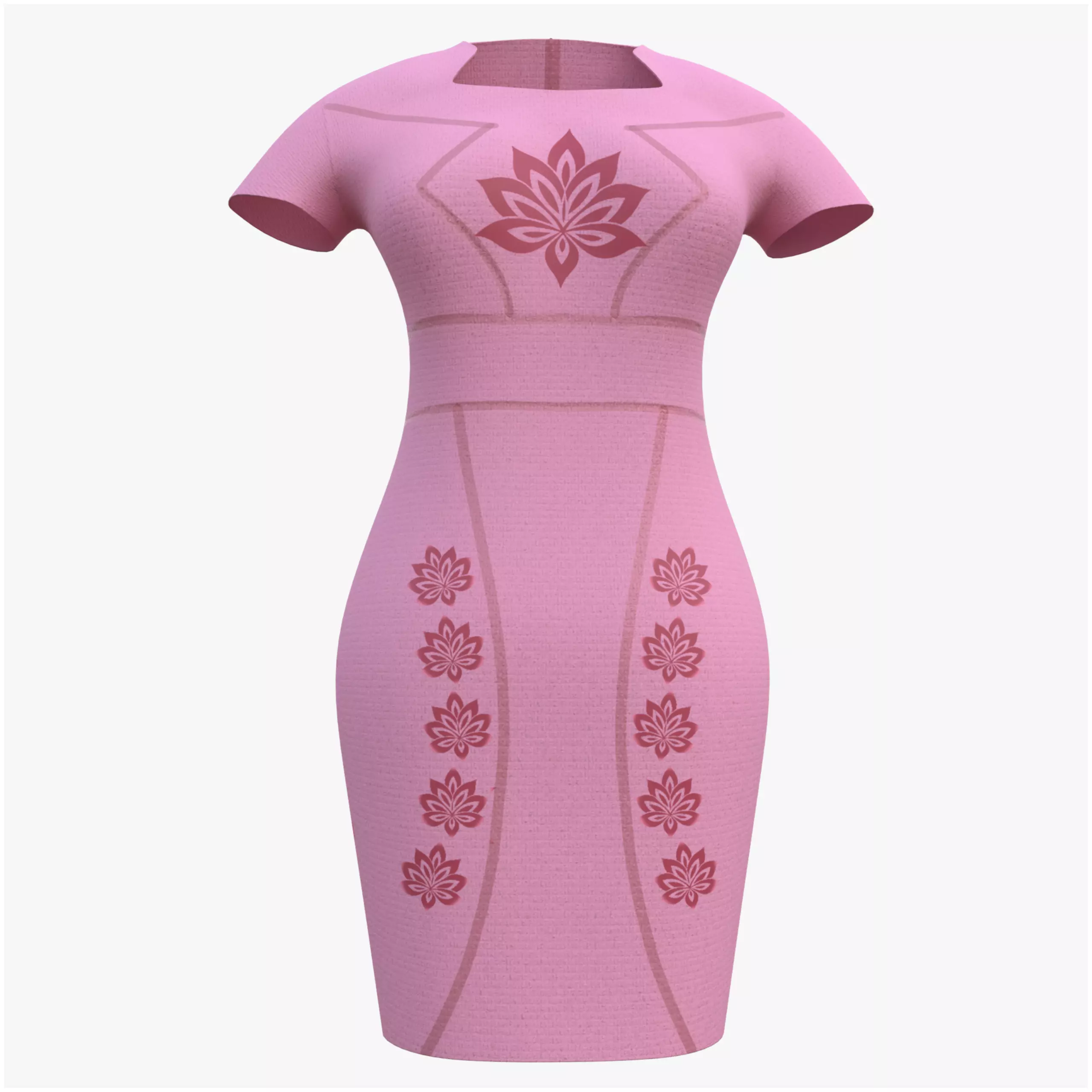 Low Poly Pink Vintage Dress Low-poly 3D model_0