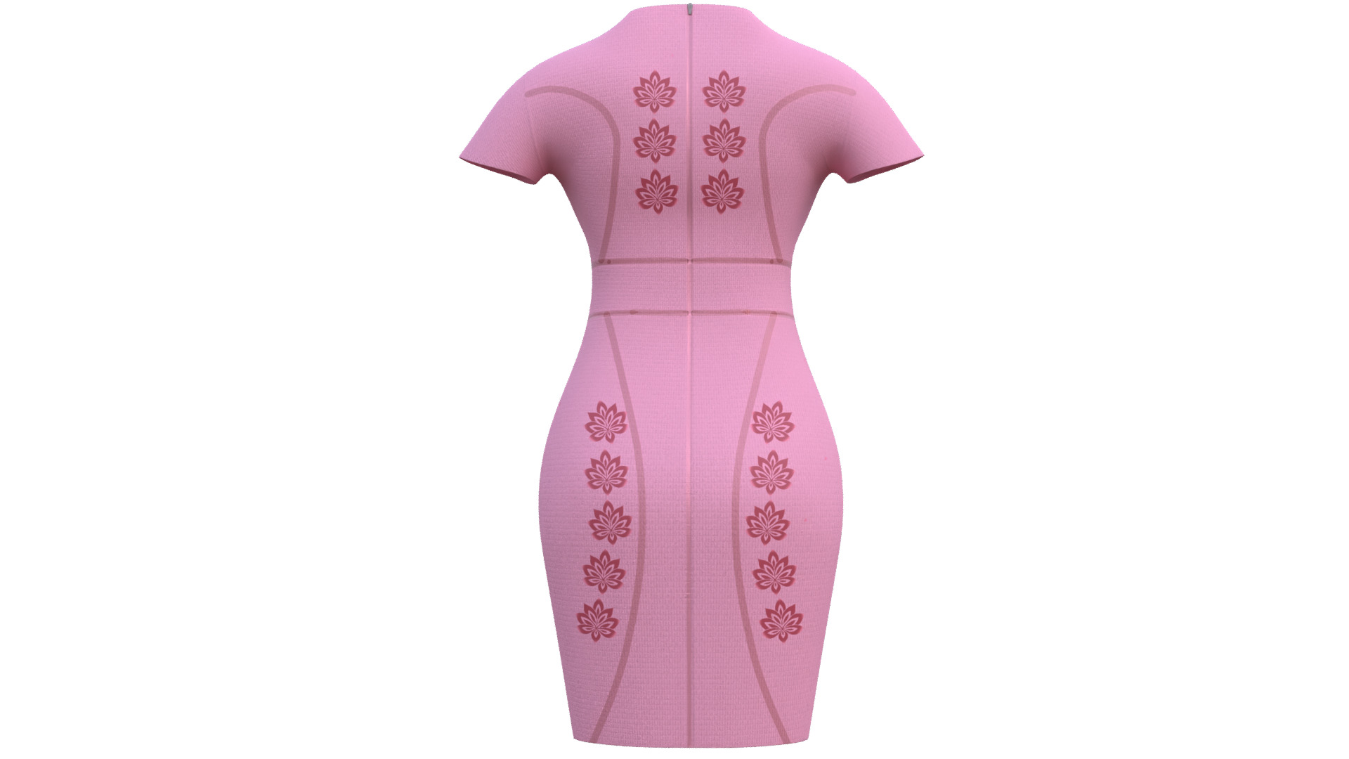 Low Poly Pink Vintage Dress Low-poly 3D model_27
